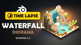 Blender Diorama Modeling Timelapse  Lowpoly Waterfall [upl. by Peedsaj825]