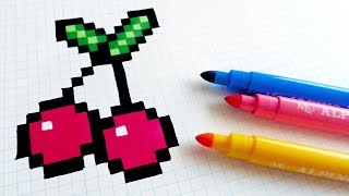 Handmade Pixel Art  How To Draw Cherries pixelart [upl. by Akcir]