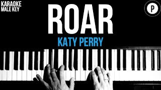 Katy Perry  Roar Karaoke SLOWER Acoustic Piano Instrumental Cover Lyrics MALE KEY [upl. by Nomaid960]