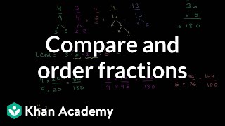 Comparing and ordering fractions  Fractions  PreAlgebra  Khan Academy [upl. by Onidranreb]