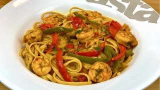 RECETTE HEALTHY IDÉALE POUR UN RÉÉQUILIBRAGE ALIMENTAIRE LES LINGUINES AUX CREVETTES ET AUX POIVRONS [upl. by Innad285]