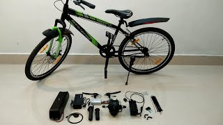 Powerfull electric kit installation in cycle [upl. by Ynoyrb]