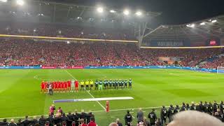 🏴󠁧󠁢󠁷󠁬󠁳󠁿What an immense rendition of the national anthem by the crowd ahead of Wales vs Austri [upl. by Ponzo]