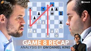 Carlsen vs Nepomniachtchi Game 8  World Chess Championship 2021  Recap [upl. by Neville]