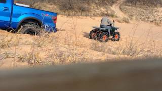 Arctic cat 300 pulls out 4x4 f150 in sand [upl. by Wain]