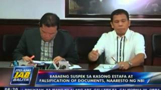 Babaeng suspek sa estafa at falsification of documents naaresto ng NBI [upl. by Antony]