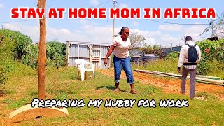 Preparing my Husband for work  Stay at Home Mom in Africa A Simple Life 2 kids no job [upl. by Annaerb723]