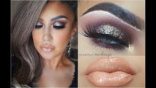 ✨GLAM ahumado con brillos  🔥Glitter Smokey Eyes Makeup Tutorial auroramakeup [upl. by Ecilayram]