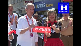 El presidente Xunta Rueda inicio de la X etapa Vuelta Ciclista España 2024 PonteareasBaiona [upl. by Crary713]