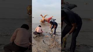 After Ganpati Visarjan Beach Cleaning Let’s Do This Together ❤️ ganpativisarjan ganpatibappa [upl. by Qulllon]