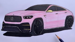 How To Draw Mercedes  Car Drawing mercedes benz drawing art [upl. by Vitale837]