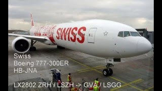 Timelapse flight Zurich  Geneva SWISS Boeing B777300ER [upl. by Nathanial]