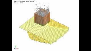 LSDYNA Discrete Element Method Simulation of Rocks being Dropped into Dump Truckwmv [upl. by Ardnwahs]