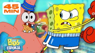 ¡Las Más Grandes Peleas de Bob Esponja y Patricio  45 Minutos  Bob Esponja en Español [upl. by Llenej]