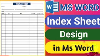 How to create index sheet in Ms word 2007  Index Sheet Kaise Banaye [upl. by Curren]