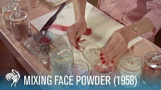 Mixing Face Powder Retro Cosmetics 1958  British Pathé [upl. by Arreik71]