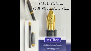 Unboxing and Review of Click Falcon Full Ebonite  Fine nib [upl. by Katha]