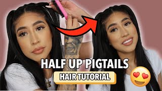 HOW TO HALF UP PIGTAILS HAIR TUTORIAL TRENDY HAIRSTYLE [upl. by Evered849]