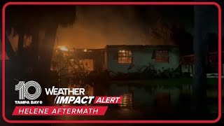 RAW VIDEO House fire in Clearwater Beach as Hurricane Helene brings severe storm surge [upl. by Sylvie]