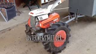 Kubota TF 65  Einachsschlepper mit Anhänger Eigenbau  Einachser  motocultor 🚜 [upl. by Ennasus95]