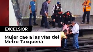 Mujer cae a las vías del Metro en la estación Taxqueña de la Línea 2 [upl. by Dohsar349]