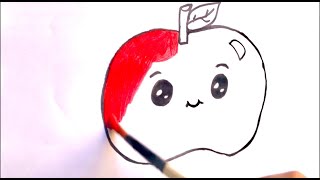 Apple Drawing for Kids Drawing  Painting and colouring for kids and toddlers [upl. by Haldane]