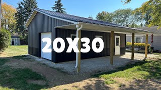 Building a 20x30 Pole Barn With an 8’ Framed Porch [upl. by Moina]