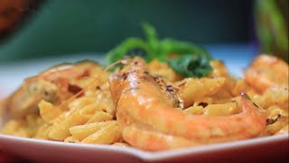 Pennes aux crevettes sauce rosée  مقرونة بالكروفات روزي [upl. by Dlared998]