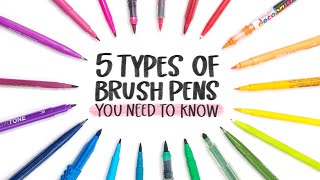 5 Types of Brush Pens Every Hand Lettering Beginner Should Know [upl. by Drabeck]