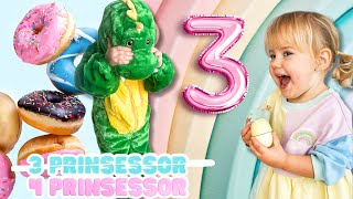 TILLY FYLLER 3 ÅR🎈Kaos i matbutiken och från besök av bollibompadraken🍉🍩🦖 3prinsessor VLOGG💕 [upl. by Eolanda]