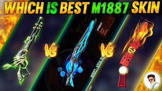 WHICH IS BEST M1887 SKIN  AQUA BURST M1187 VS ONE PUNCH MAN  AQUA BURST VS HAND ON HOPE M1887 [upl. by Urina]