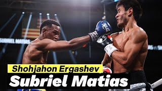 Subriel Matias vs Shohjahon Ergashev  Knockout  Best Punches  full Fight Highlights BOXING [upl. by Tristam]