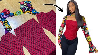 How to Sew a Stylish Bustier blouse with a Stylish Sleeve and Yoke  How to pad pad a Bustier [upl. by Etan]