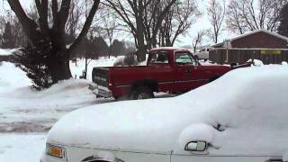 93 Dodge Ram W150 Plowing snow Magnaflow XL Muffler [upl. by Grochow]