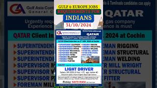 JOBS REQUIREMENTS FOR INDIANS IN GULF AND EUROPE  GULF AND EUROPE JOBS REQUIREMENTS FOR INDIANSGKS [upl. by Iila]