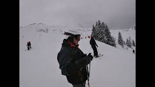 Skiing in Avoriaz in January 2023 Ride up the Tour chairlift and down the blue run to Lindarets [upl. by Eidac581]