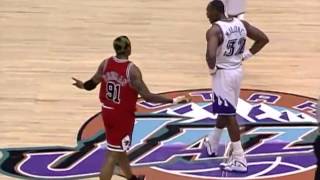 1998 NBA Finals Game 6 Dennis Rodman vs Karl Malone [upl. by Gladdy]