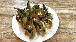 A beautiful APPETIZER with smoked SPRATS and SPECIAL sauce [upl. by Nudd473]