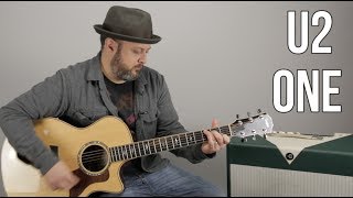 U2 quotOnequot Easy Acoustic Song Lesson For Guitar [upl. by Tace]