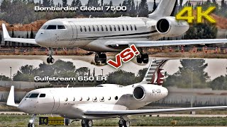 Bombardier Global 7500 vs Gulfstream G650ER Long Range Privates Jets [upl. by Tersina]