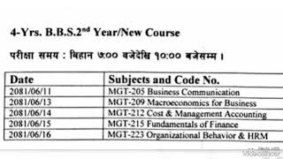 BBS 2nd year exam routine 2081 BBS New course second year exam routine [upl. by Alessandro387]