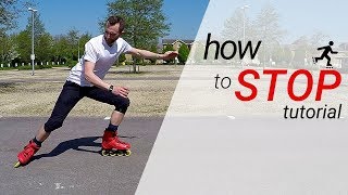 How to stop on inline skates  rollerblades  3 stops for beginners tutorial [upl. by Anyah]