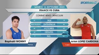 Arlen López CUB vs Raphaël Monny FRA FranceCuba Duals 2023 80kg [upl. by Cristi349]