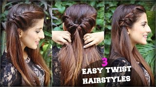 1 Min CUTE amp EASY Everyday Twist Hairstyles For School College Work Quick Hair Tutorial [upl. by Hacker875]