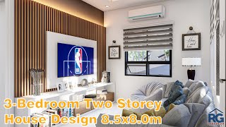 3 Bedroom Two Storey House Design Teaser 85 x 80 m no 14 [upl. by Tenaej819]