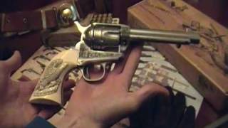 Engraved Uberti Cattleman with Ivory Grips Colt Single Action Army 45 reproduction [upl. by Hinze]