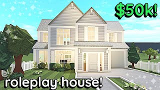 50k Aesthetic Bloxburg Roleplay House Build 2 Story Exterior Tutorial WITH VOICE [upl. by Theis]