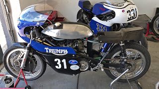 Triumph Weslake 750 engine in Dunstall quotdrainpipequot replica frame  very rare racing setup [upl. by Lehcir400]