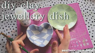 DIY aesthetic airdry clay trinket trays  room decor [upl. by Zzahc]