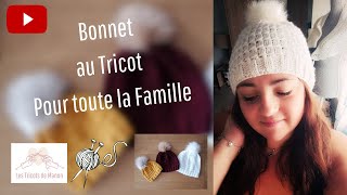 Bonnet au tricot pour toute la famille [upl. by Ellehsyt]